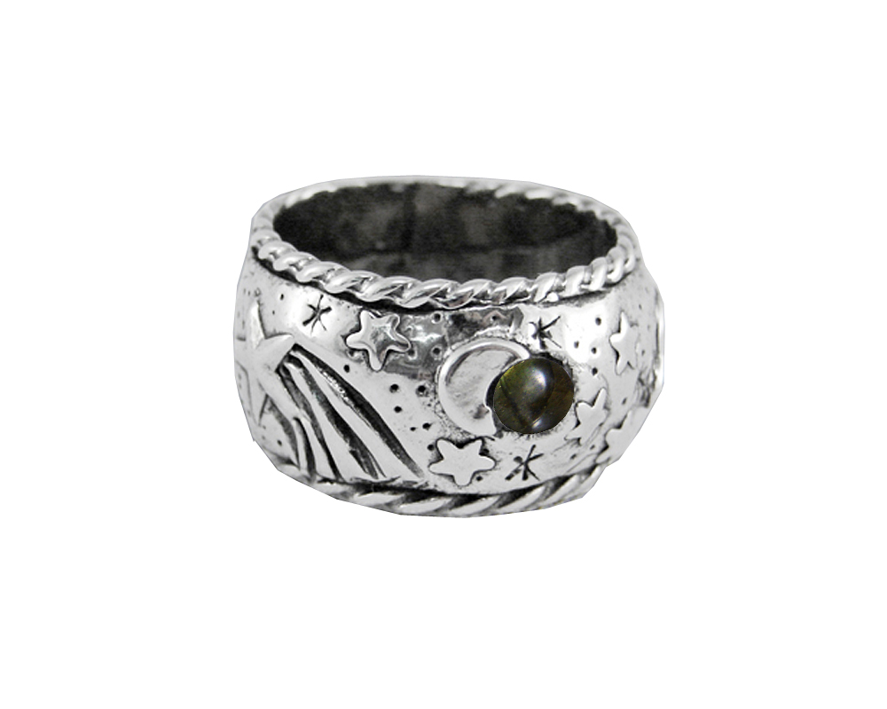 Sterling Silver Memories of a Starry Night Ring With Spectrolite Size 10
